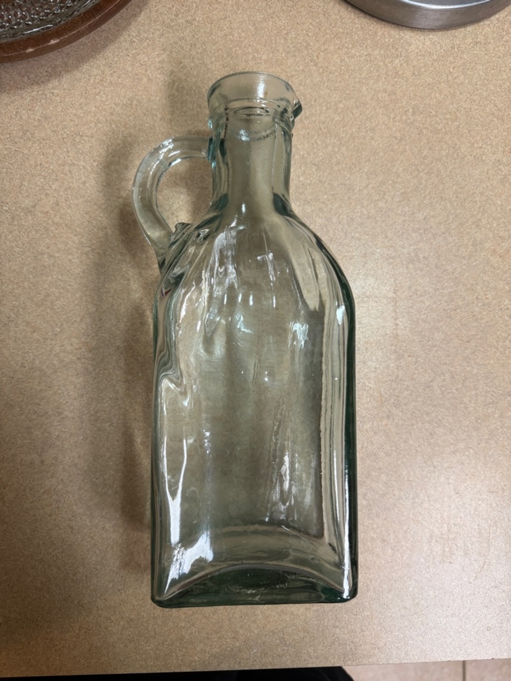 Vintage Recycled Glass Square Pitcher with Handle